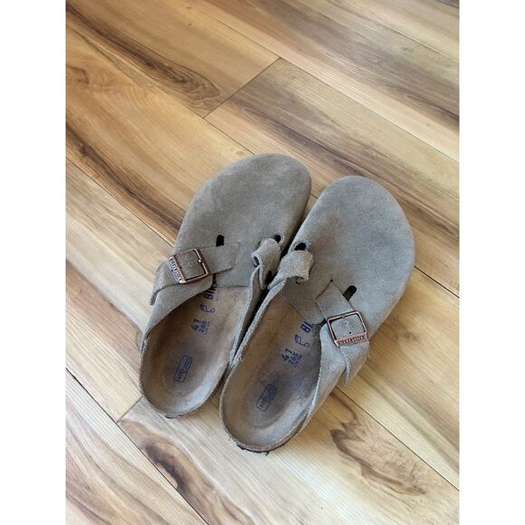 Birkenstock Boston Suede Taupe Size 41 Men's Women’s Very Good Used Condition - Picture 2 of 4